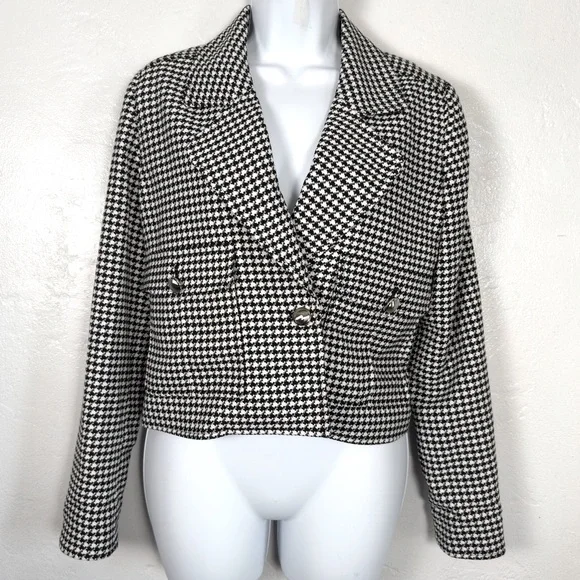 Tahari Black and White Houndstooth Blazer XS - Picture 4 of 13